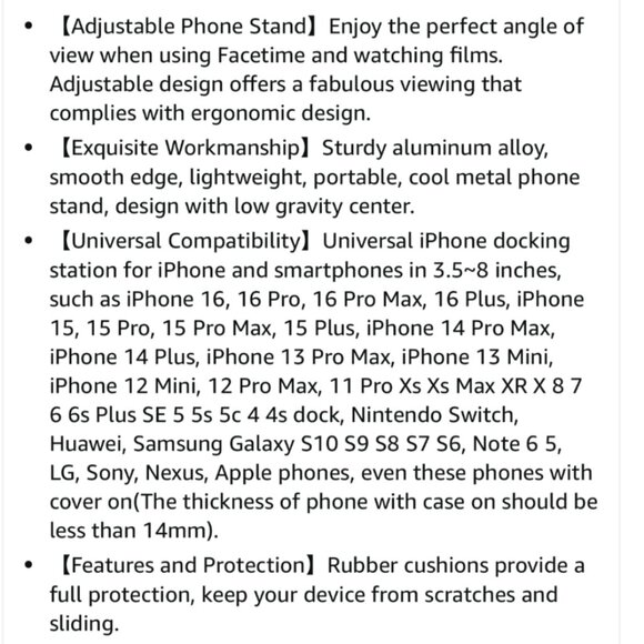 NWT Adjustable Cellphone Stand Dock Charging Port Desktop Holder Silver Aluminum - Picture 4 of 11